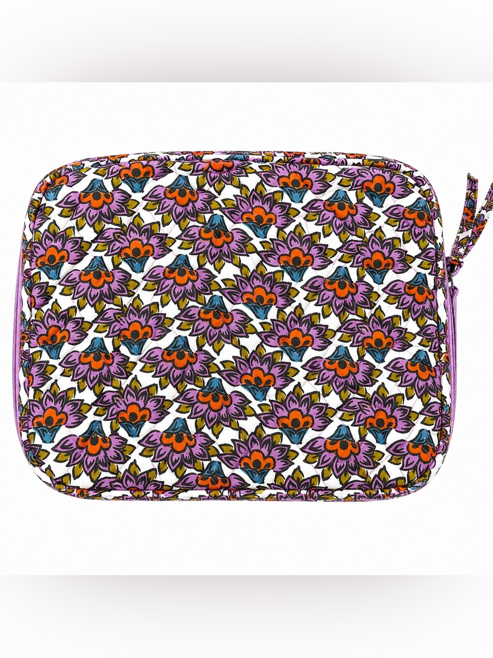 Vera Bradley Quilted Floral Cosmetic Makeup Bag Travel Organizer Purple